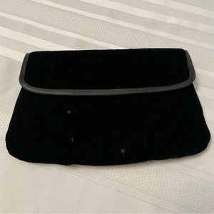 Magid Black Velvet Snap closure Clutch Bag